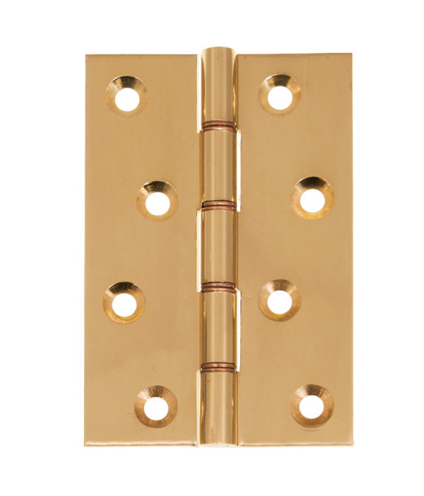 Double Phosphor Bronze Washered Hinge Polished Brass Pack of 2