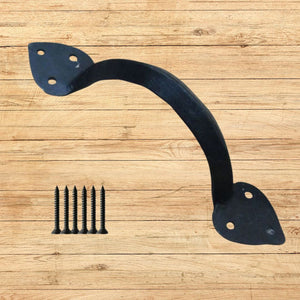 10" Hand Forged Spear Leaf Pull Handle Black Wax