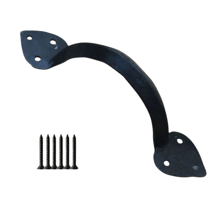 10" Hand Forged Spear Leaf Pull Handle Black Wax