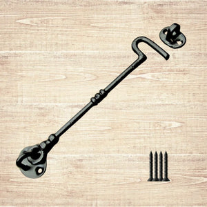 10inch Knotted Cast Iron Cabin Hook Black Antique.
