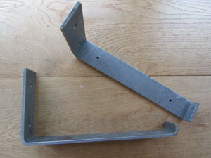 Pair of 12inch Lipped J Utility Shelf Bracket Antique Iron.