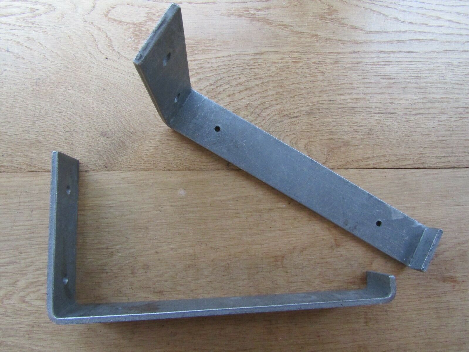 Pair of 12inch Lipped J Utility Shelf Bracket Antique Iron.
