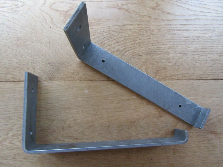 Pair of 12inch Lipped J Utility Shelf Bracket Antique Iron.