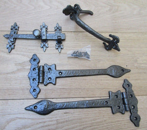 Set of 12inch Leaf hinge + 9inch Thumb latch Antique Iron.