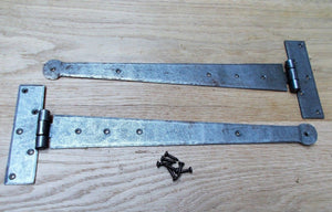 Pair of 12inch Penny End Hinges Antique Iron.