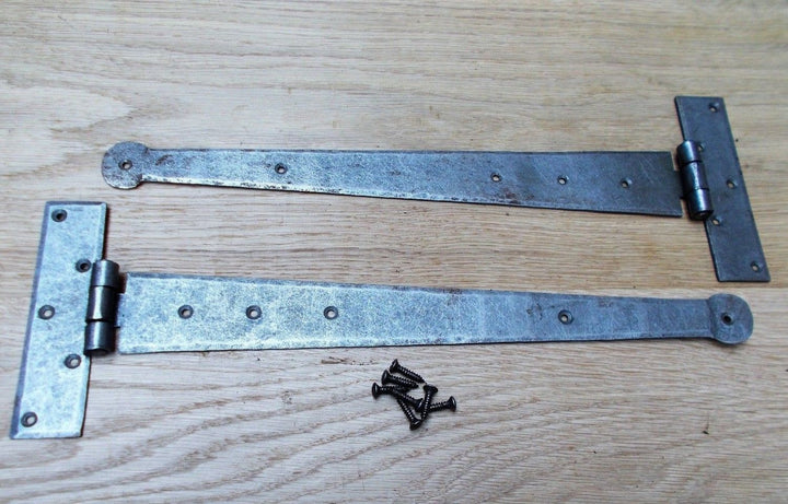 Pair of 12inch Penny End Hinges Antique Iron.