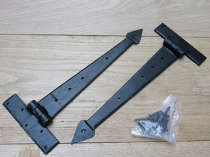 Pair of 12inch Spear Head Hinges Black Wax.