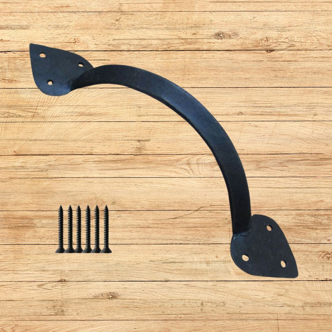 14'' Hand Forged Spear Leaf Pull Handle Black Wax