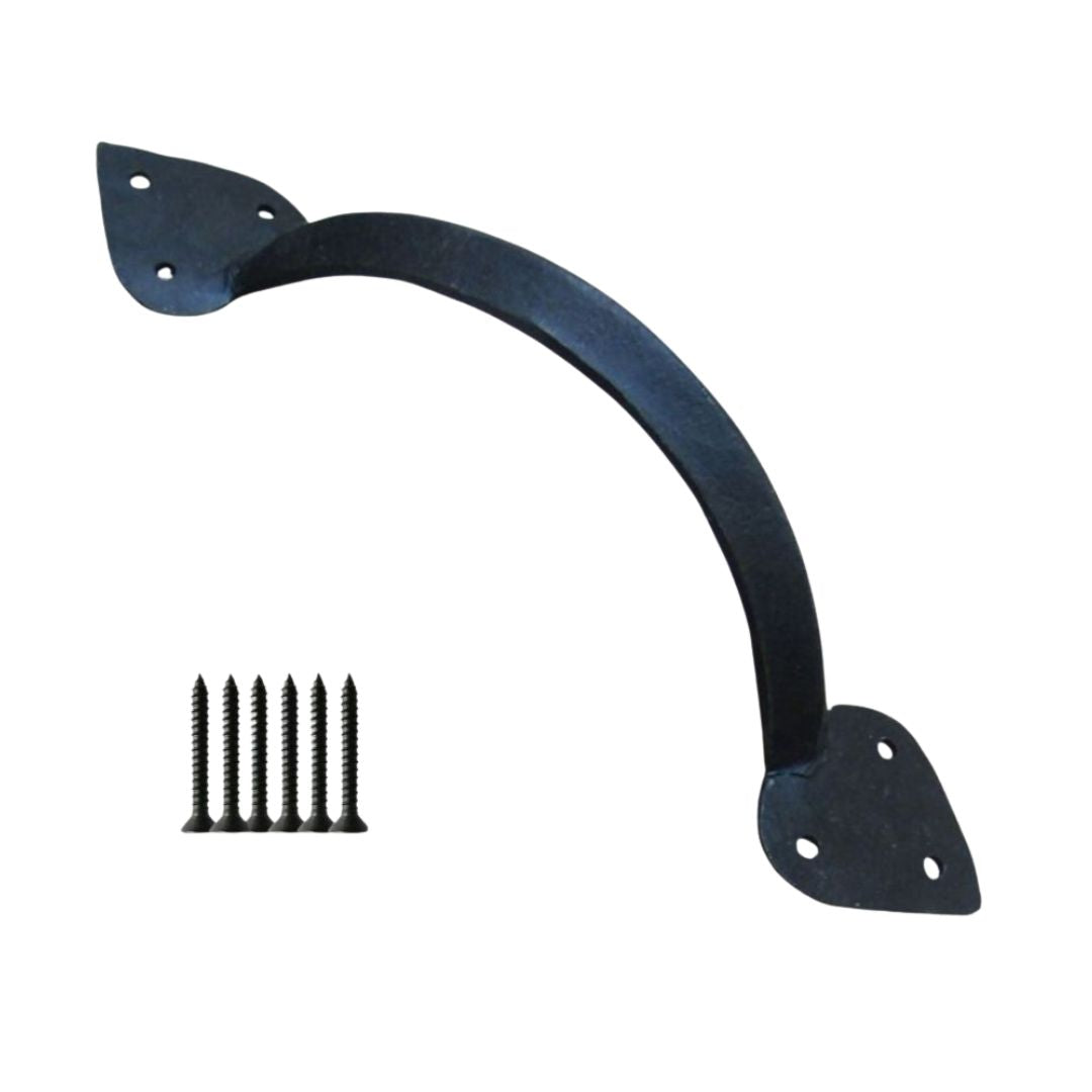 14'' Hand Forged Spear Leaf Pull Handle Black Wax