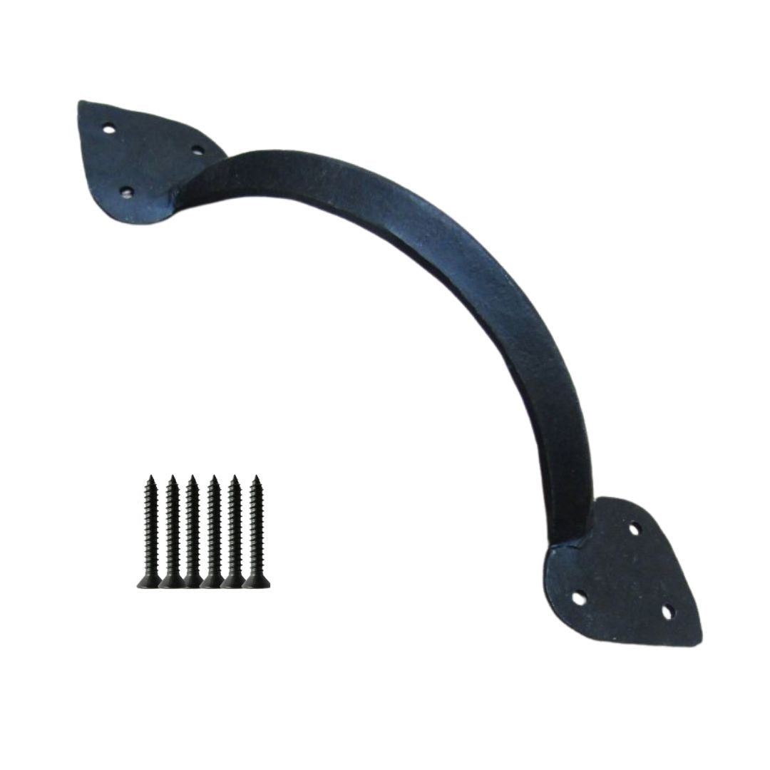 14inch Hand Forged Spear Leaf Pull Handle Black Wax.