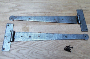 Pair of 15inch Penny End Hinges Antique Iron.