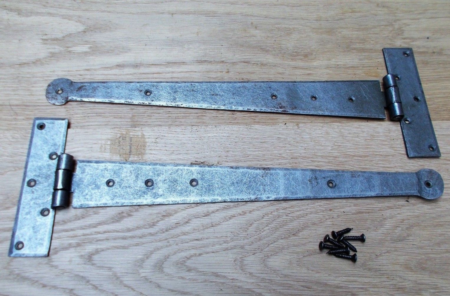 Pair of 15inch Penny End Hinges Antique Iron.