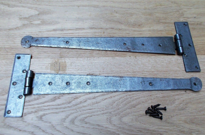 Pair of 15inch Penny End Hinges Antique Iron.