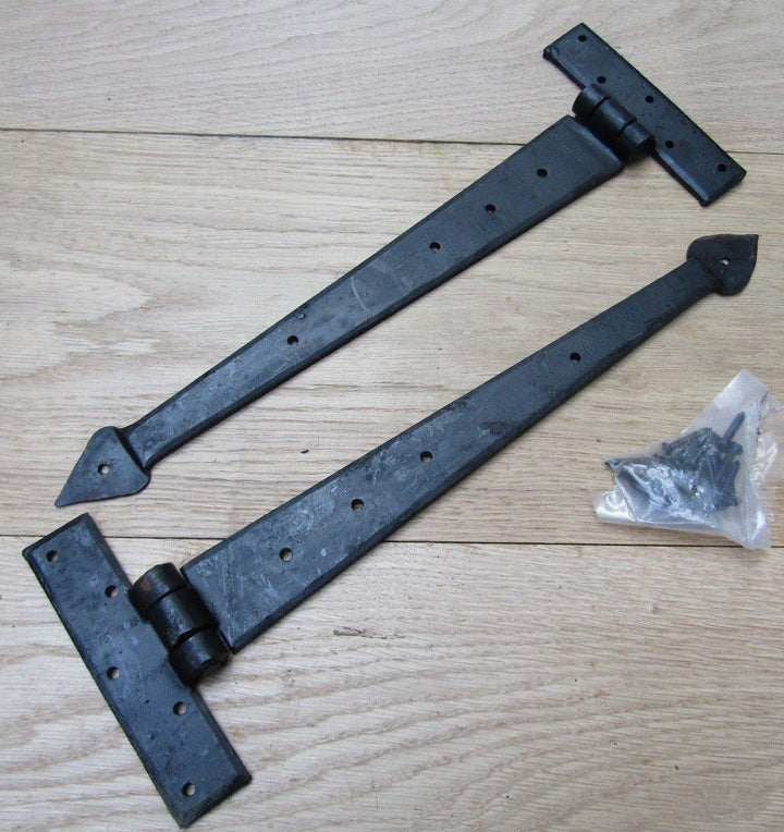 Pair of 15inch Spear Head Hinges Black Wax.