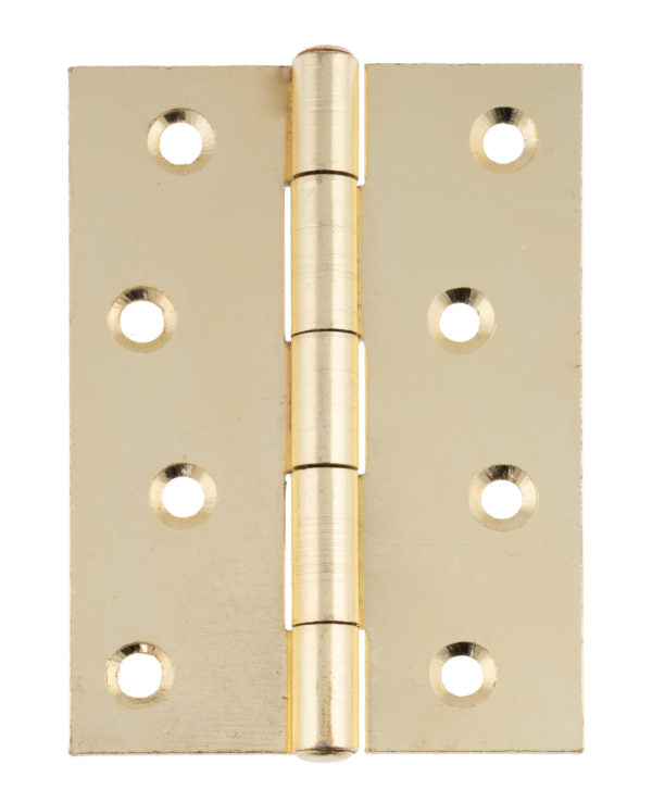 1838 Pattern Fixed Pin Butt Door Hinge 100mm Electro Brass Plated Steel
