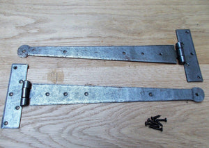Pair of 18inch Penny End Hinges Antique Iron.