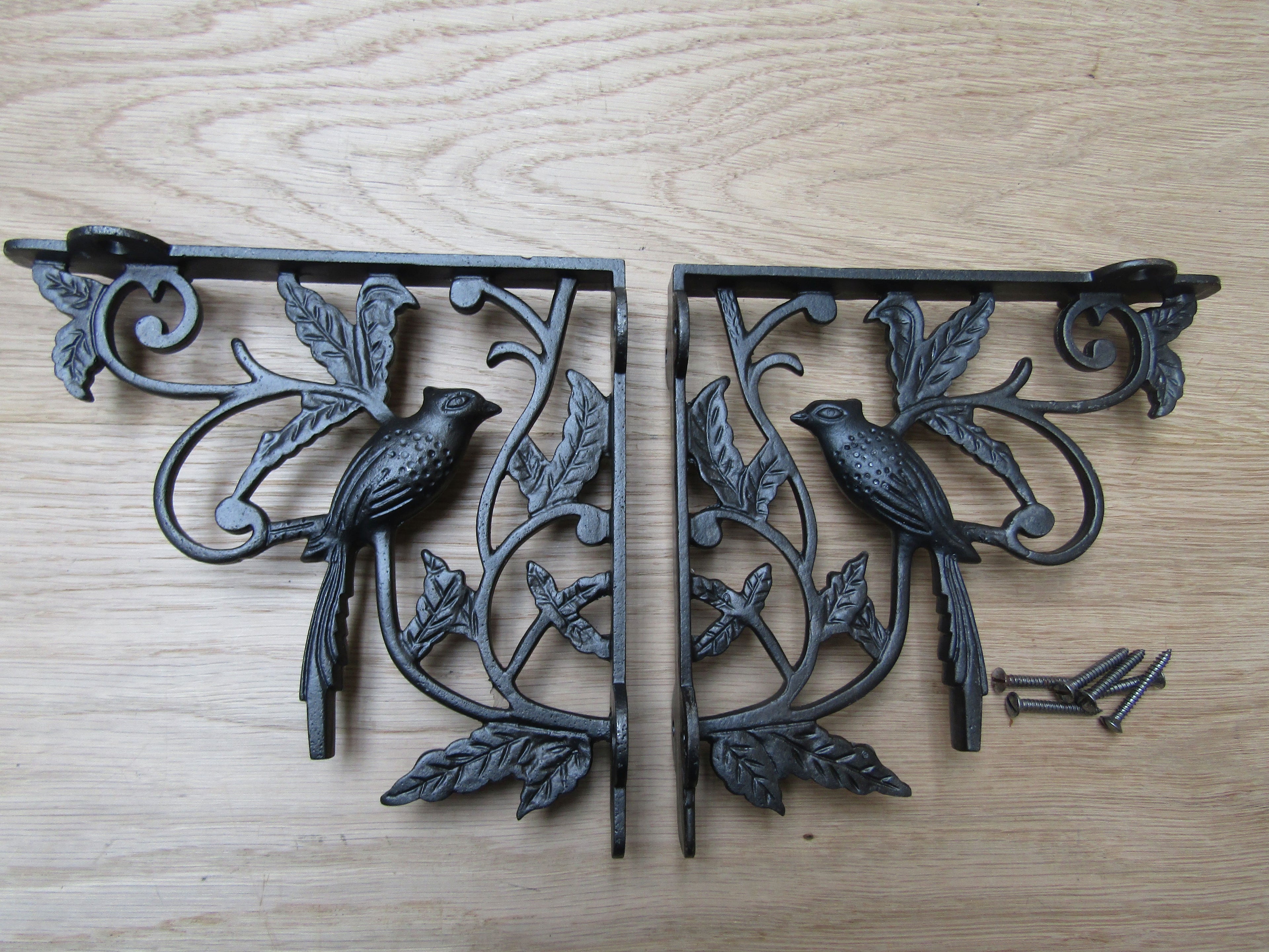 Pair Of One Bird Shelf Brackets Antique Iron.