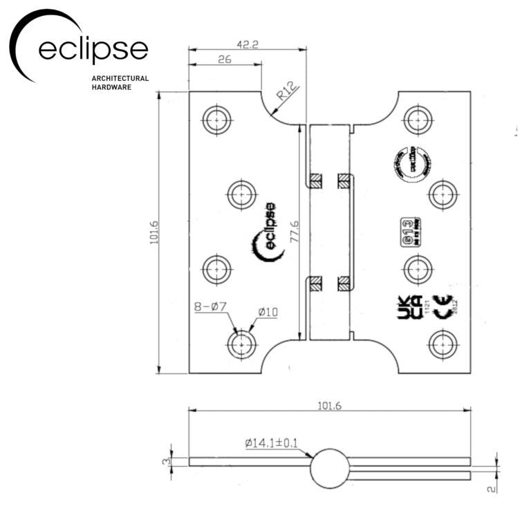 Fire Rated Parliament Thrust Bearing Door Hinge 102x51x102mm