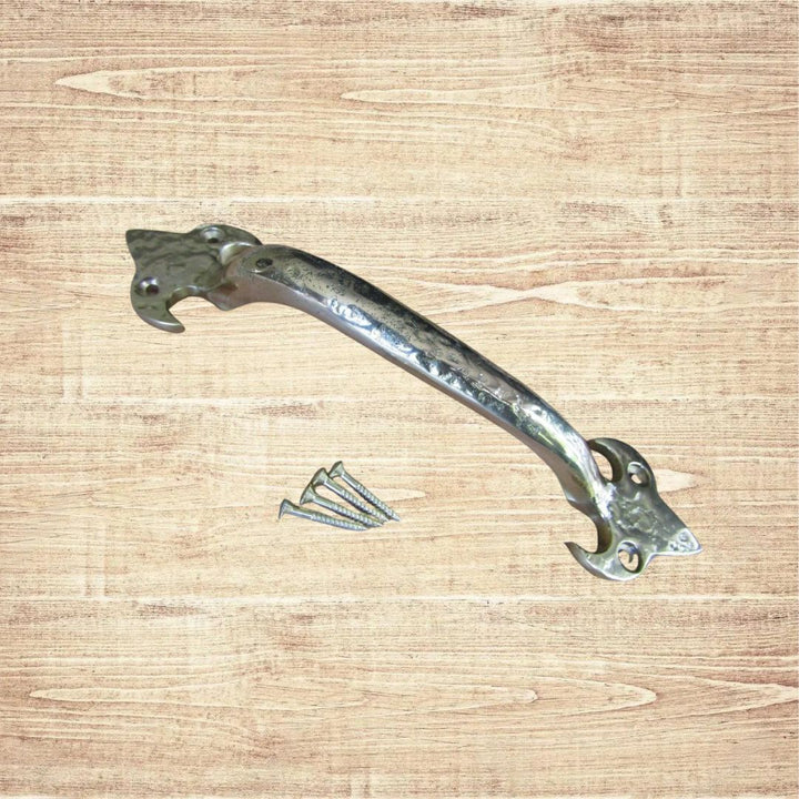 228mm Blacksmith Fleur De Lys Pull Handle Polished Brass