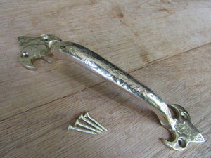228mm Blacksmith Fleur De Lys Pull Handle Polished Brass.
