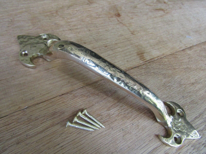 228mm Blacksmith Fleur De Lys Pull Handle Polished Brass.