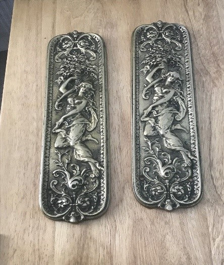 Mermaid Finger Plate Antique Brass.