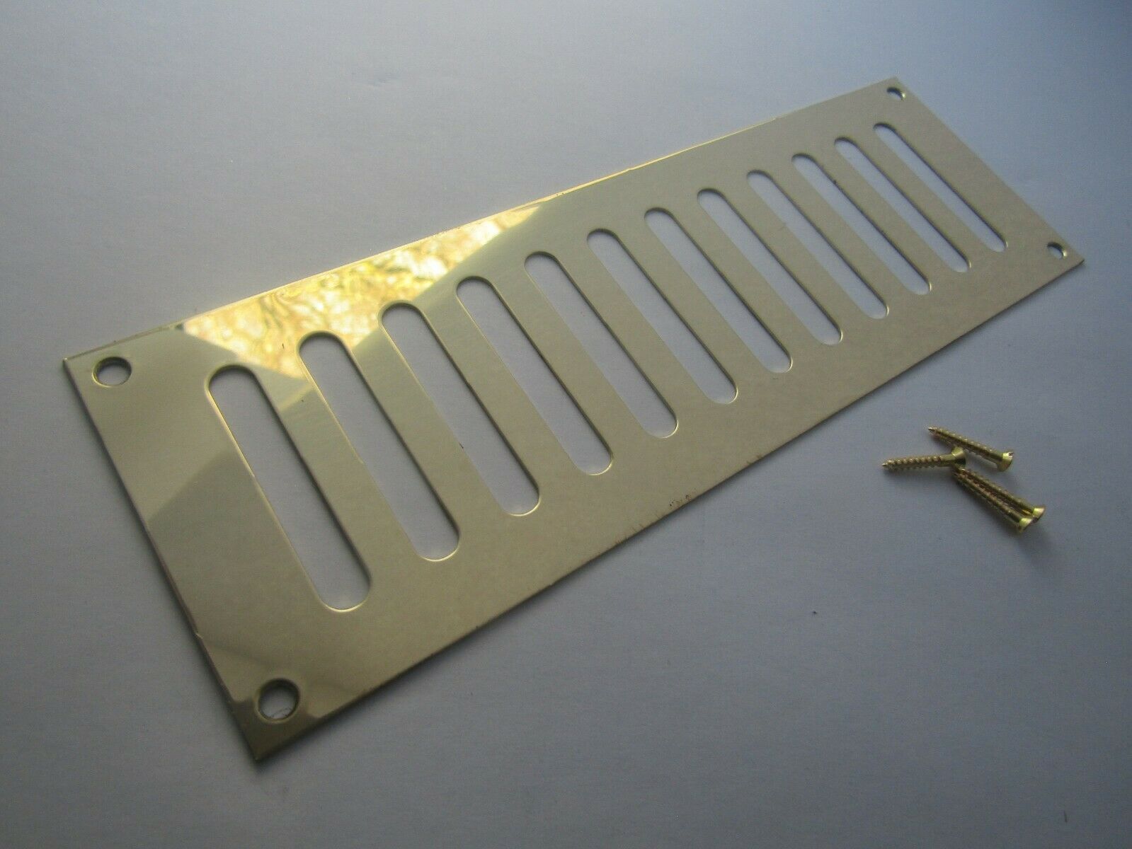 Polished Brass Slotted Air Vent 242mm x 89mm.