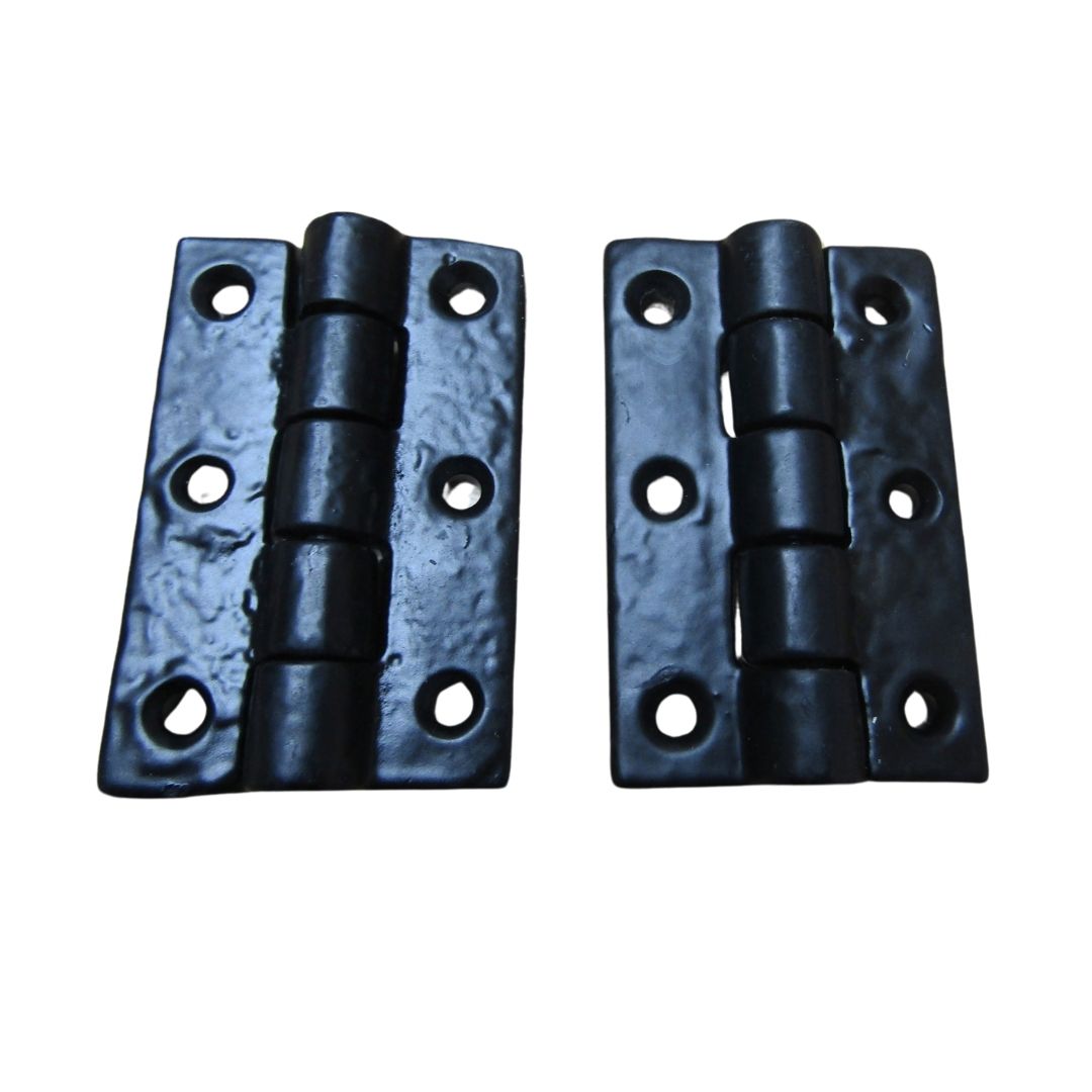 Pair of 2.5inch Cast Iron Plain Butt Hinge black antique.