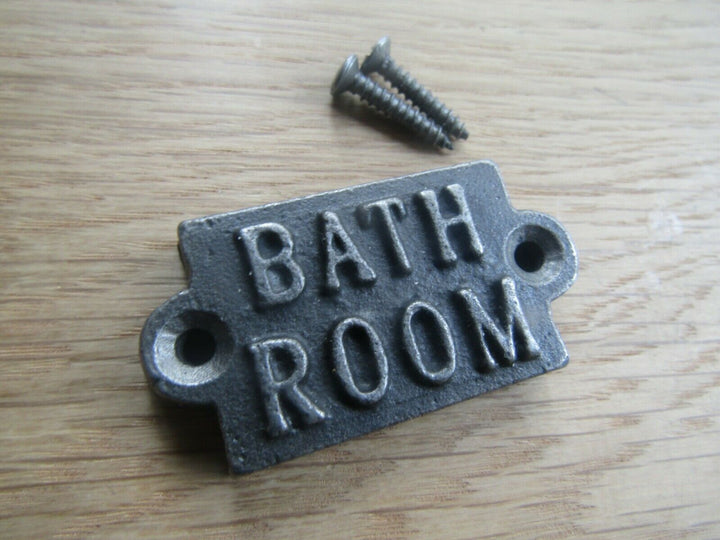 Small Cast Iron 2inch Bathroom Plaque.
