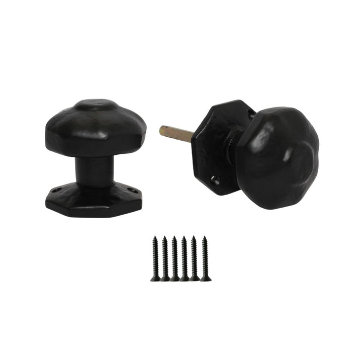 Mortice Door knob Black Antique Octagonal.