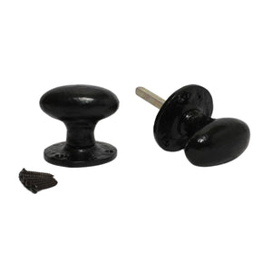 Mortice door knob set Oval Black Antique.