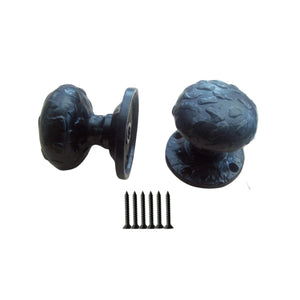 Mortice Door knob Black Antique Textured Mushroom.