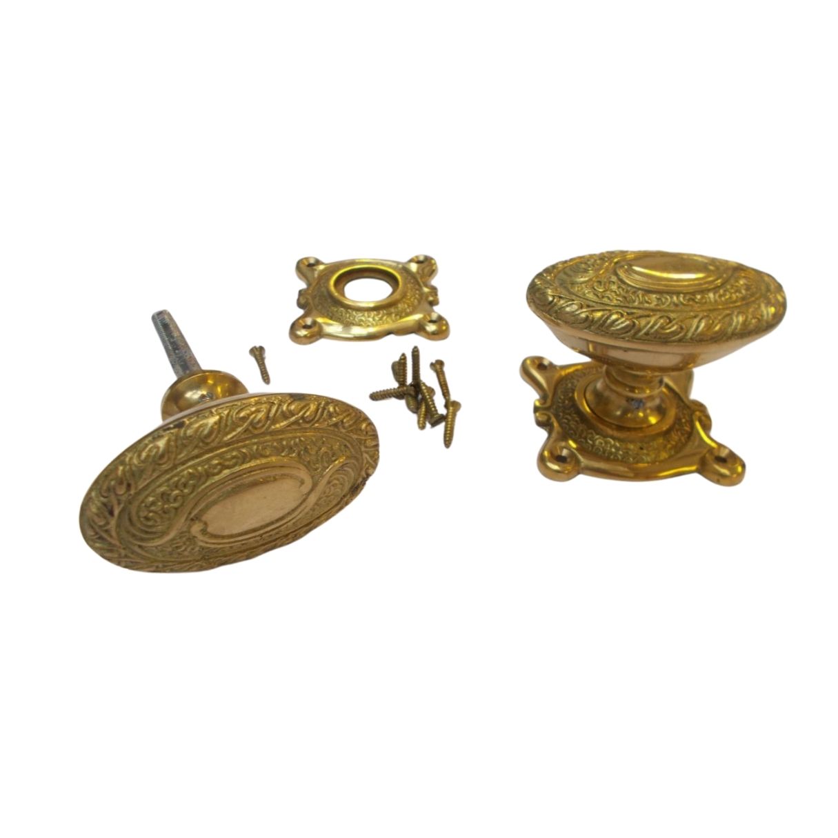 Mortice Door knob Brass Art Nouveau on square base.