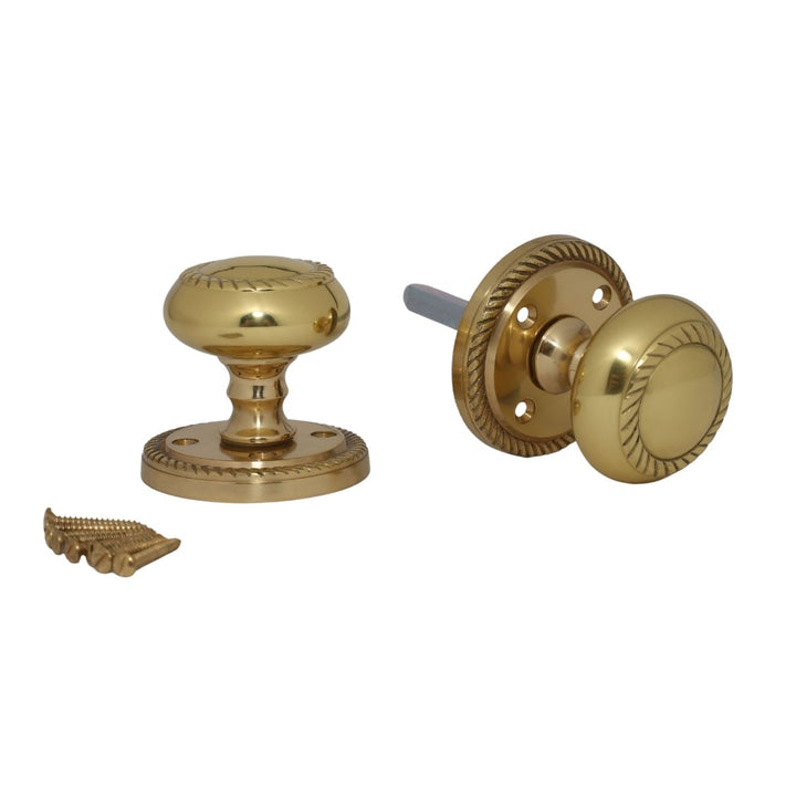 Mortice Door knob Polished Brass Georgian.
