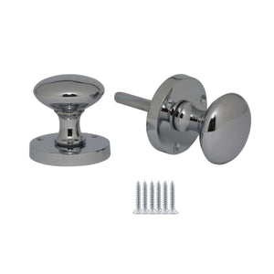 Mortice Door knob Polished Chrome Round Mushroom.