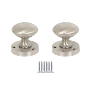 Mortice Door knob Satin Nickel Round Mushroom.