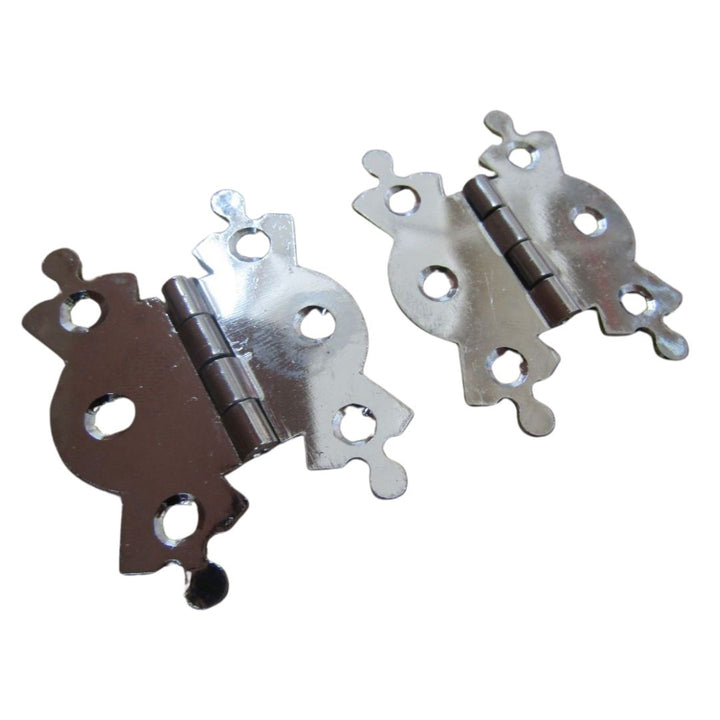 Pair Of Large Butterfly Butt Hinges Chrome Plated.