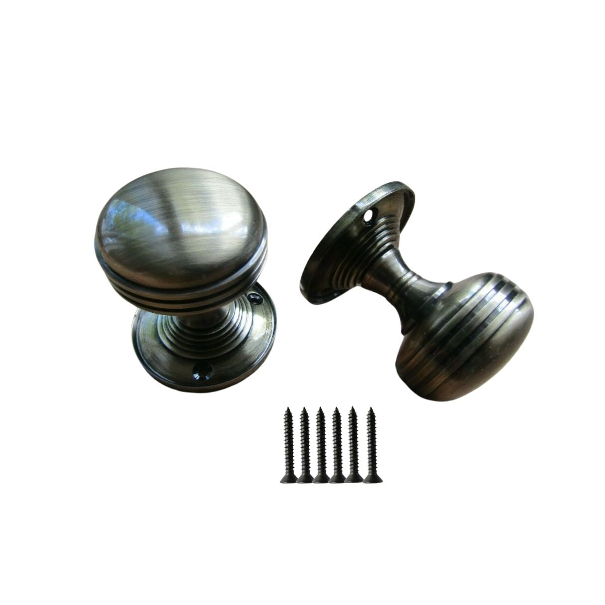 Plain Rimmed Mortice Door Knobs Antique Brass.