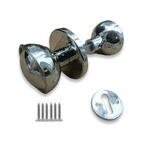 Polished Chrome Pack of 3 Plastic Rim Mortice Knobs.