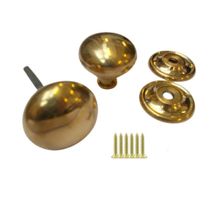 Rim Cottage Knob Set Natural Brass 65mm.