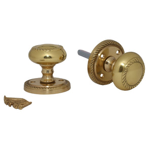 Rim Door Knob Set Georgian Polished Brass.