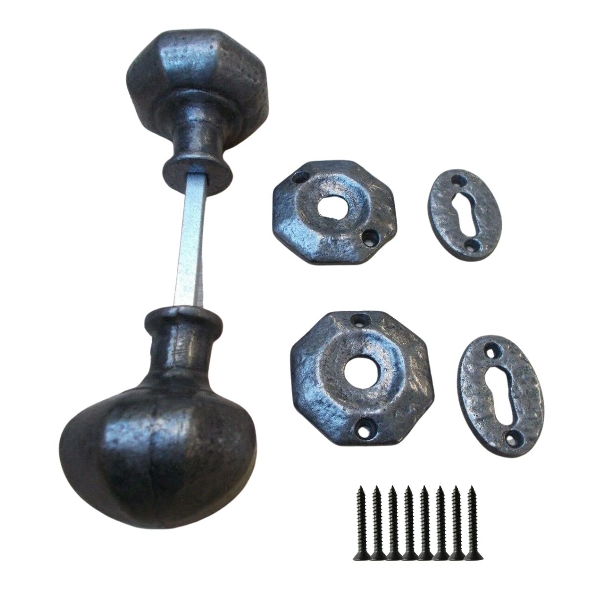 Rim Knob set Octagonal Antique Iron.