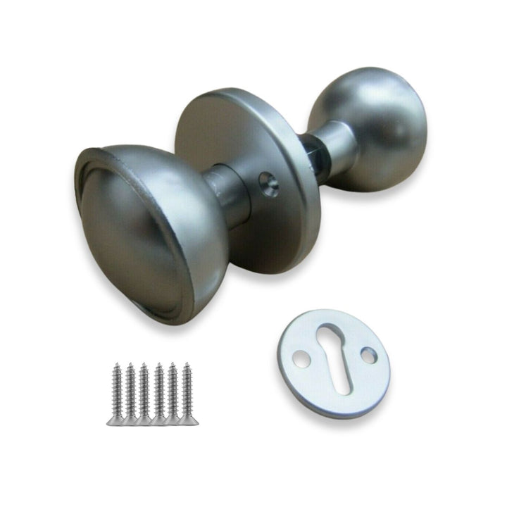 Satin Matte Chrome Plated Pack of 3 Mortice Knobs.