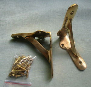 Pair Of 3.5x3.5inch Gallows Brackets Polished Brass.