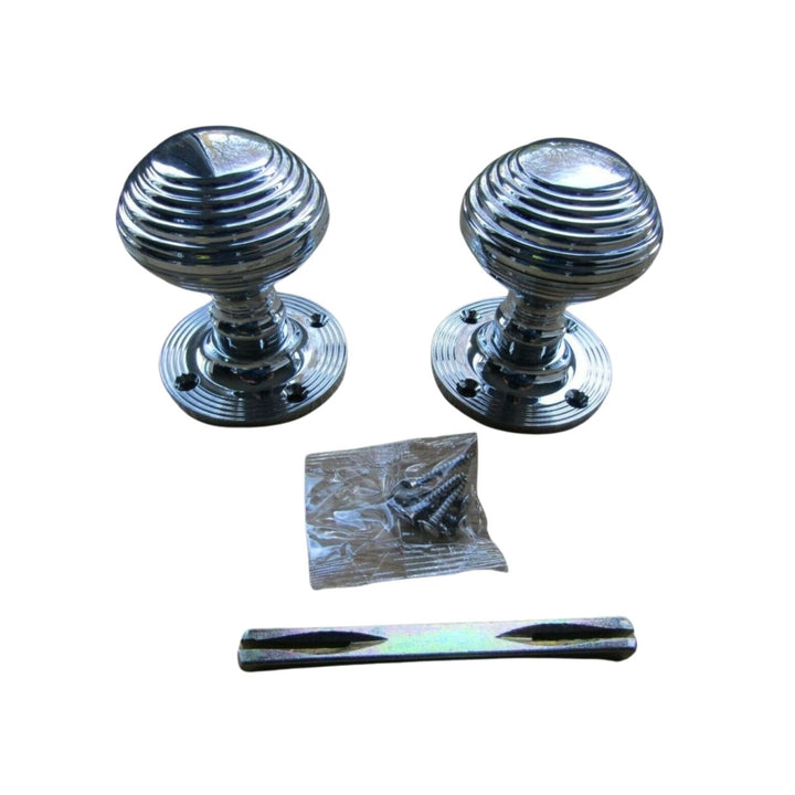 Circular Beehive Mortise Door Knob Polished Chrome.