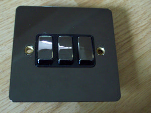 Black Nickel Switch Plate 3 gang 2 way light switch.