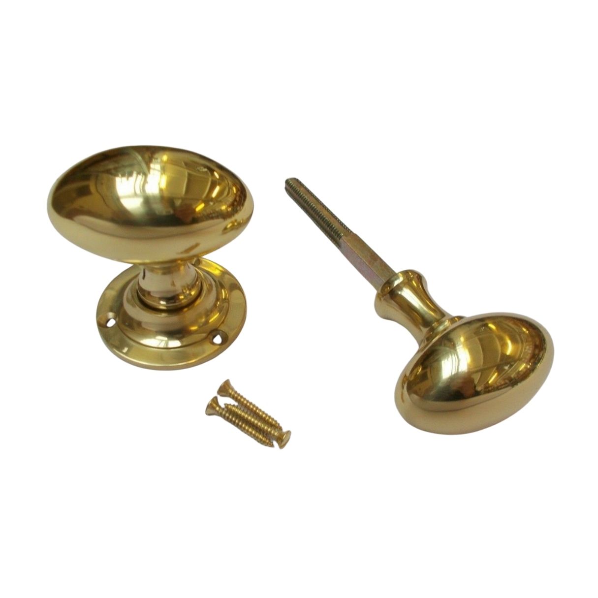 Mortice Door knob Polished Brass Oval.