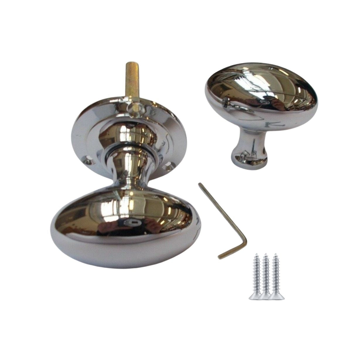 Mortice Door knob Polished Chrome Oval.