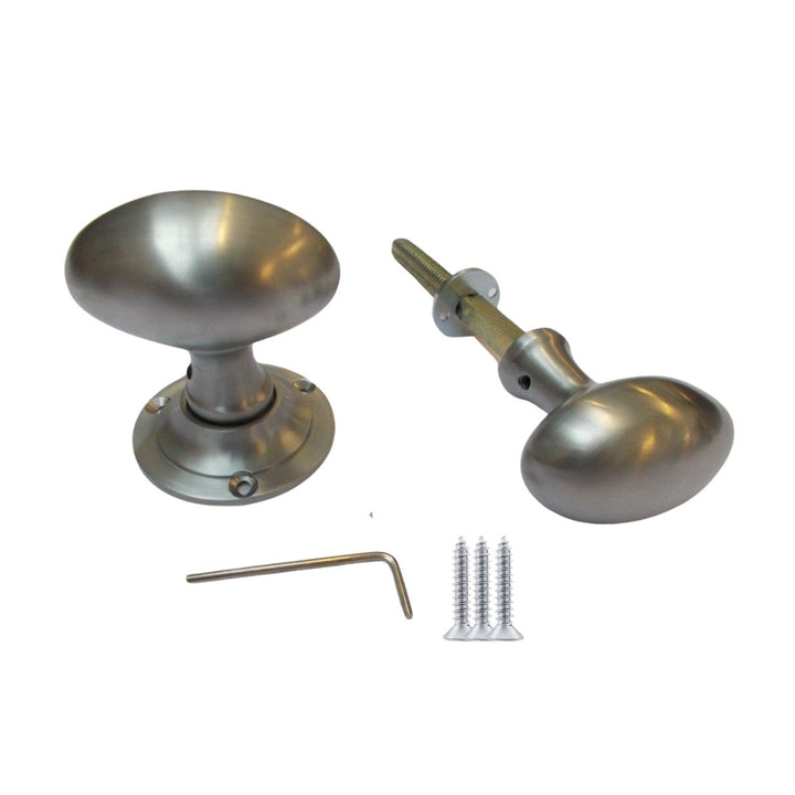 Mortice Door knob Satin Chrome Oval.