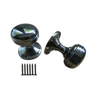 Plain Rimmed Mortice Door Knobs Polished Black Nickel.